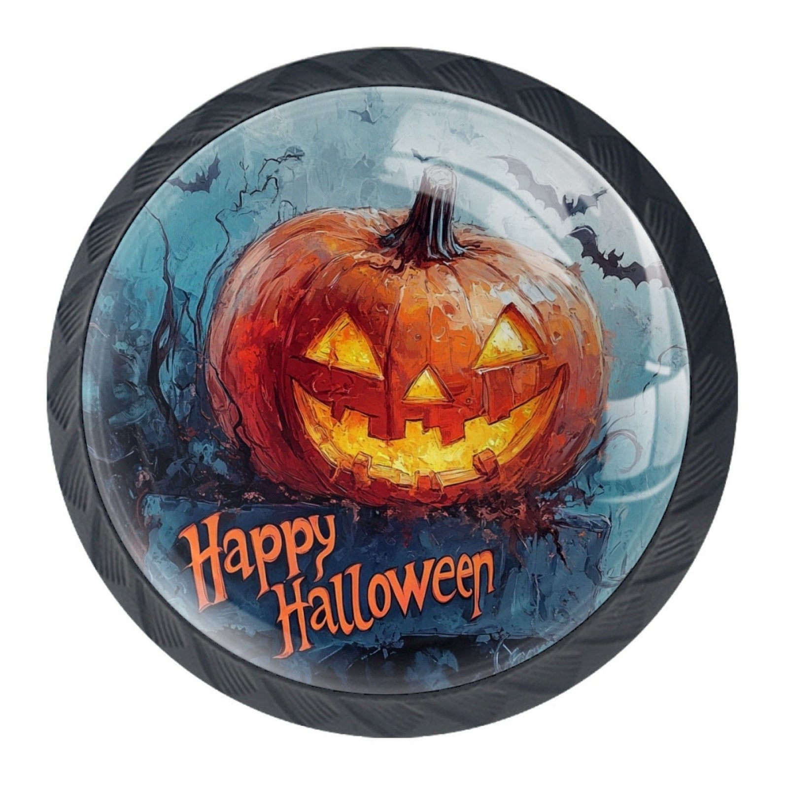 4 Pcs Happy Halloween Knobs for Kitchen Cabinet Cupboard Dresser Bookcase Drawer Pulls Handles Round Home Decor