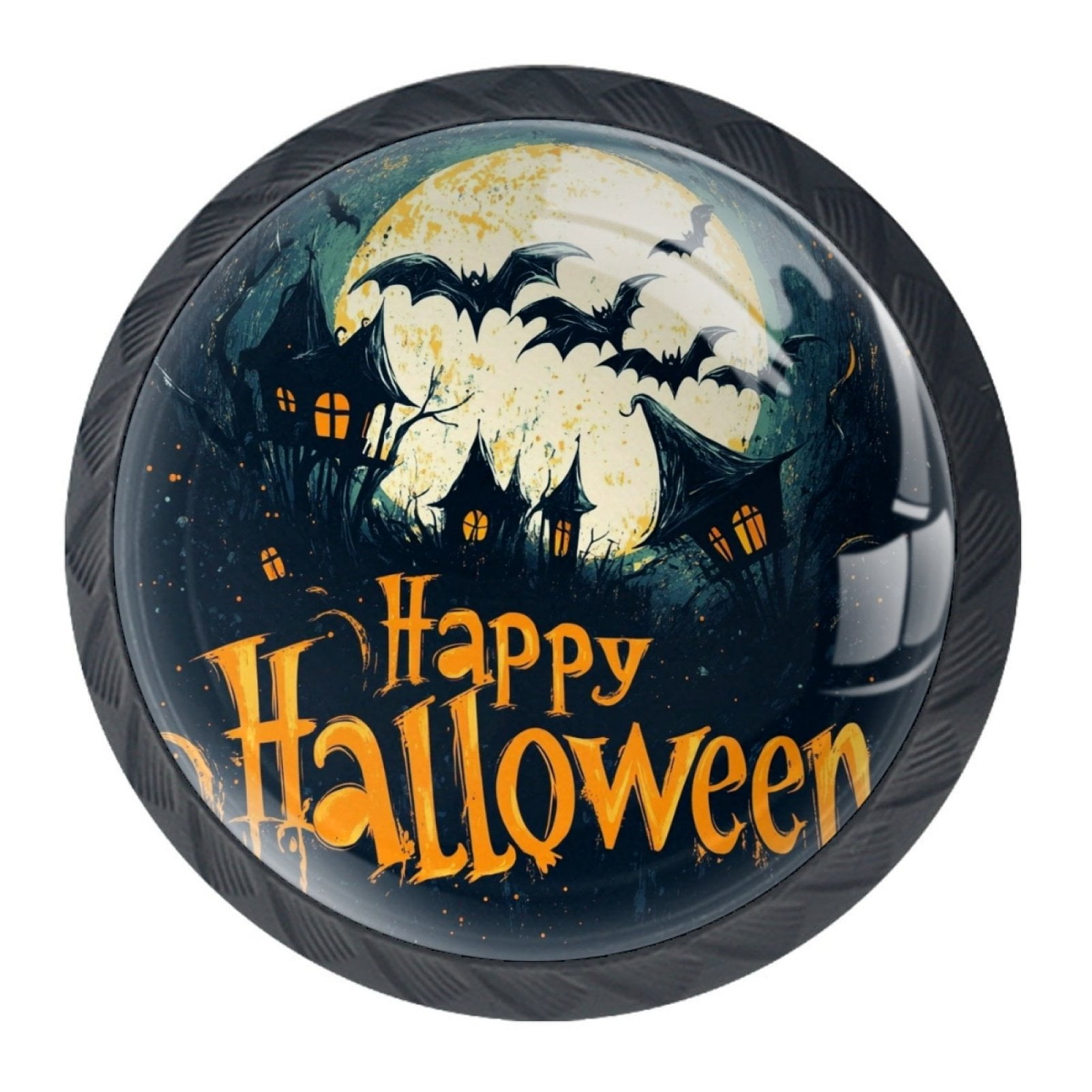 4 Pcs Happy Halloween Knobs for Kitchen Cabinet Cupboard Dresser Bookcase Drawer Pulls Handles Round Home Decor