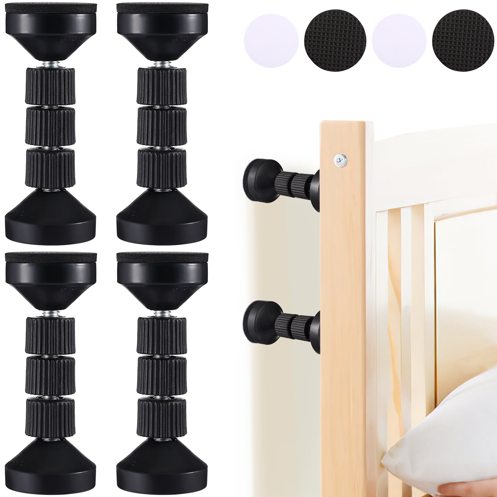 4 Pcs Headboard Stoppers for Wall Adjustable Threaded Bed Frame Anti