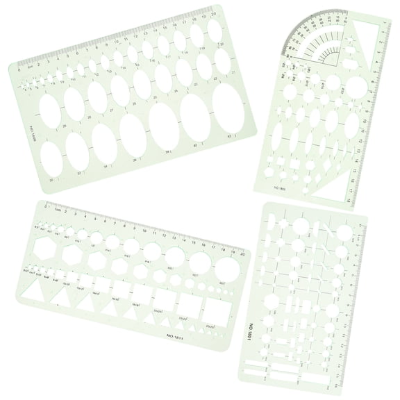 4 Pcs Headstone Geometric Drawing Template Office