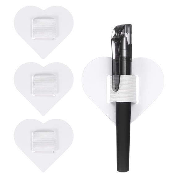 4 Pcs Heart Pen Loop Holder for Notebook, Self Adhesive Pen Holder Designed for Tablet, Journals Clipboards(White)