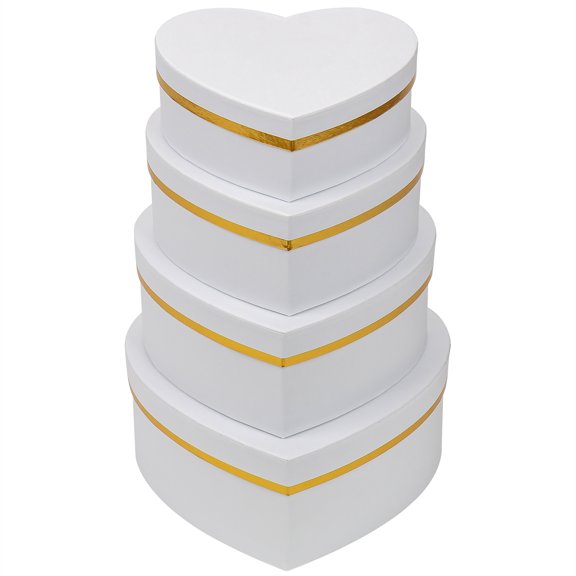 4 Pcs Heart Shaped Gift Boxes with Lids White Nesting Gifts Box for Presents Birthday Wedding Valentines Christmas Party Favor Boxes