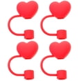 thumbnail image 1 of SOPOTUTU Heart Shaped Straw Cover Cap Red PVC 4Pcs 1.1X1X0.7In, 1 of 7