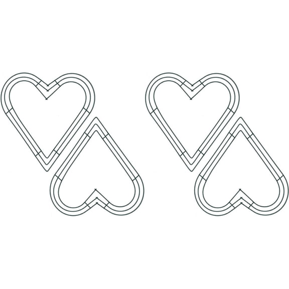 4 Pcs Heart Shaped Wire Wreath Frame 12 Inch Valentine's Day Heart Metal Wreath DIY Rings Floral Hoop Ring for Flower Arrangement Artificial Garland Craft Wedding Holiday Party Decoration(4 Pcs)