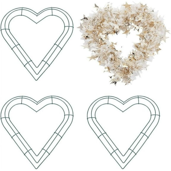4 Pcs Heart Wire Wreath Frame Metal Flower Wreath DIY Hoops Iron Wreath Making Form Hanging Decoration Garland Making Rings for Wedding Valentines Party Decoration 12.3inch