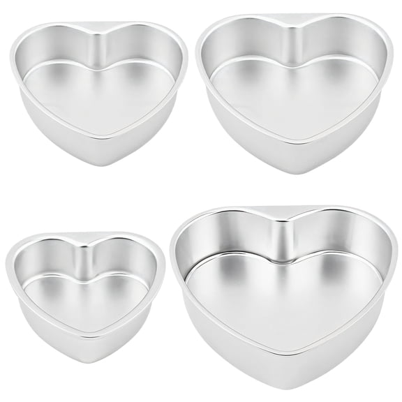 4 Pcs Heart-Shaped Cake Pans 4-10" Non-Stick Aluminum Alloy Baking Pans with Removable Bottom, Easy Release, for Weddings, Anniversaries & Celebrations