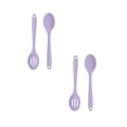 thumbnail image 1 of 4 Pcs Heat Resistant Non Stick Silicone Serving Spoons Set Mixing Spoons Ideal for Cooking, Baking, Mixing, Stirring Includes Slotted & Not Hollow Spoons, Design for Cookware, 7.95"x1.69", Pp, 1 of 9