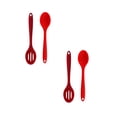 thumbnail image 1 of 4 Pcs Heat Resistant Non Stick Silicone Serving Spoons Set Mixing Spoons Ideal for Cooking, Baking, Mixing, Stirring Includes Slotted & Not Hollow Spoons, Design for Cookware, 7.95"x1.69", Red, 1 of 9