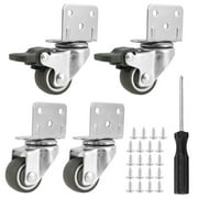 4 Pcs Heavy Duty Furniture Castors,Durable Sturdy L-Shaped Soft Rubber Premium Locking Caster for Moving Furniture Chair Workbench