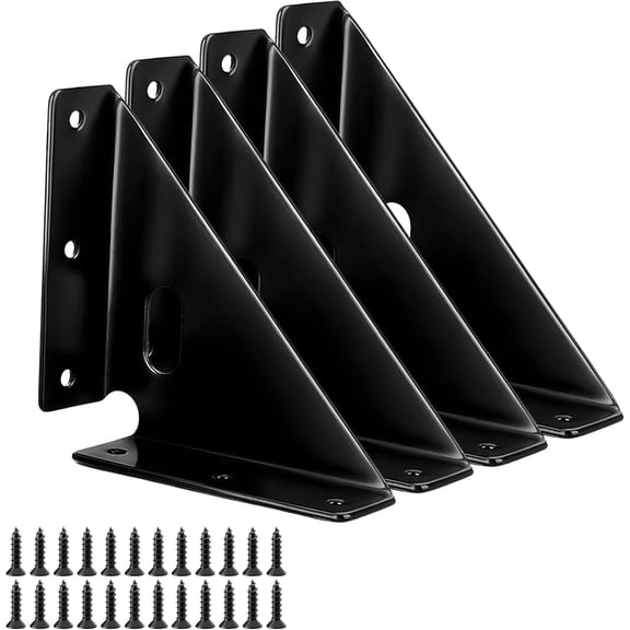 4 Pcs Heavy Duty Gusset Joints, Trapezi Corner Code, Bracket Brace Fasteners, Furniture Shelf Support Joint Fasteners for Table, Chair Cabinet Bed Stabilization (Black)