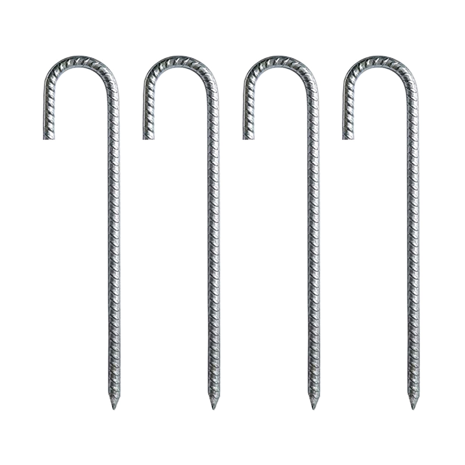 4 Pcs Heavy Duty J Hook Ground Nails Curved Steel Support Garden Stake Thick Camping Tent Stake Peg Rustproof Durable