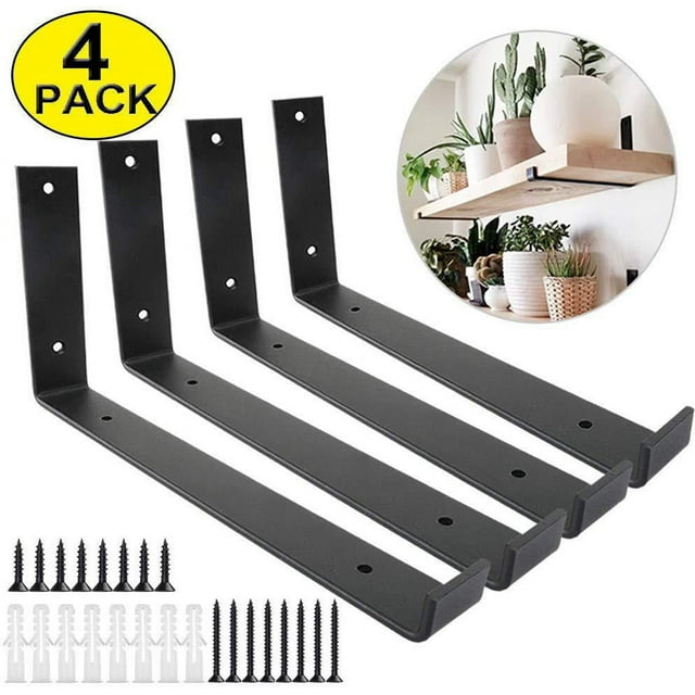 4 Pcs Heavy Duty Metal Shelf Brackets for Floating Shelves Decorative