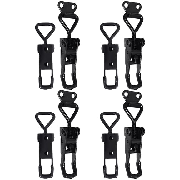 4 Pcs Heavy Duty Toggle Clamp Latch, 330 lbs / 150 kg Holding Capacity, Adjustable Quick Release Hasp Clamp, Black Plated Steel Pull Action Toggle Clamp Latch for Boxes, Cases, Doors