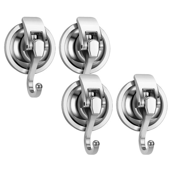 4 Pcs Heavy Duty Vacuum Suction Cup Hooks, Removable Suction Cup Hooks, Vacuum Shower Hooks, Powerful Wreath Hanger For Bathroom Restroom Kitchen