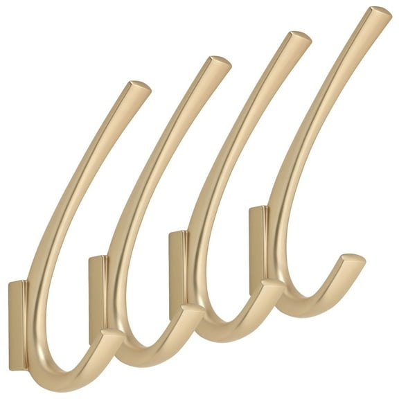 4 Pcs Heavy Duty Wall Hooks, Nordic Style Brass Finished Zinc Alloy Single Hooks, 5.7 Inches, Includes Installation Accessories for Bathroom, Kitchen, Living Room