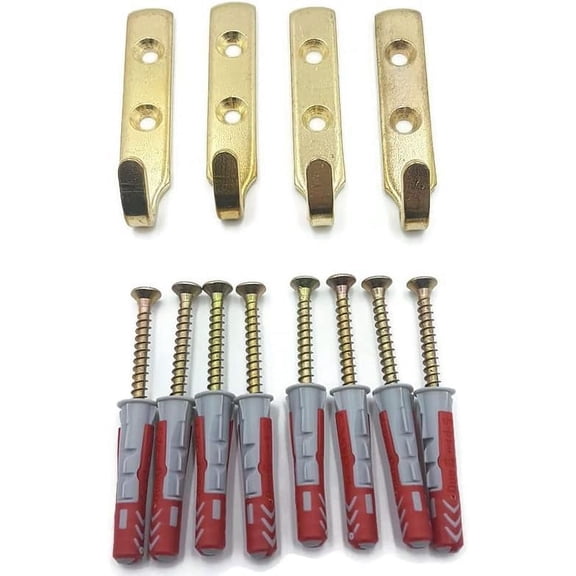 4 Pcs Heavy J Picture Hooks,Mirror Hooks Wall Hooks,Picture Photo Frame Hanging Hooks for plasterboard walls,with Screws and Plugs for Offices, Kitchens and Hallways