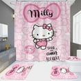 thumbnail image 1 of 4 Pcs Hello Kitty Shower Curtain Set with Non-Slip Rugs, Hello Kitty Toilet Lid Cover and Bath Mat, Hello Kitty Bathroom Decor Set with Shower Curtain and Rugs, 1 of 1