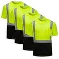 thumbnail image 1 of 4 Pcs Hi Vis Safety Shirts Breathable Short Sleeve Reflective T Shirt Loose Moisture-Wicking Y2k Work Tops With Pocket Green Xl, 1 of 8
