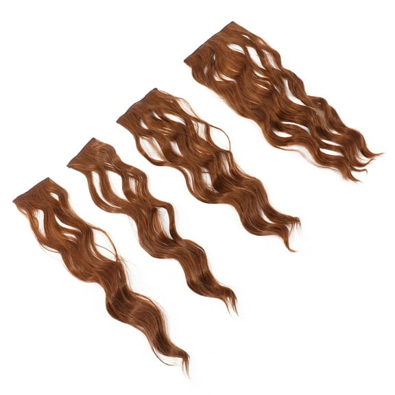 FRCOLOR Light Brown Clip In Hair Extensions for Women with High Temperature Silk Material and Loose Wave