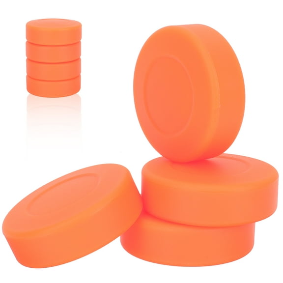 PTOOTP Colored Ice Hockey Pucks Orange 4Pcs 2.75x2.75x0.79in
