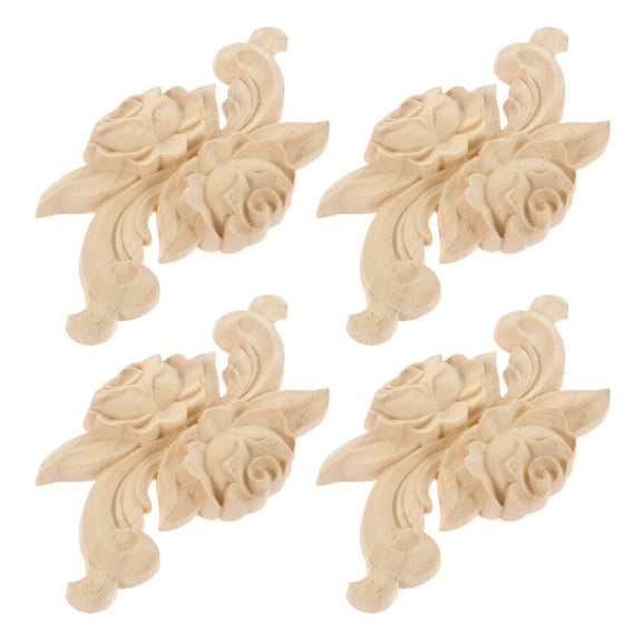 4 Pcs Home Accents Decor Solid Wood Rose Petals Door Decoration
