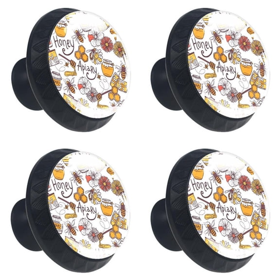 4 Pcs Honey Bee Apiary Knobs for Kitchen Cabinet Cupboard Dresser Bookcase Drawer Pulls Handles Round Home Decor