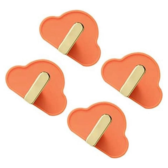 4 Pcs Hook Up Plastic Key Hooks Hat Hanger Punching-Free Hooks Bathroom Wall Hook Universal Tv Stand Purse Hangers B,4 x hooks,Orange