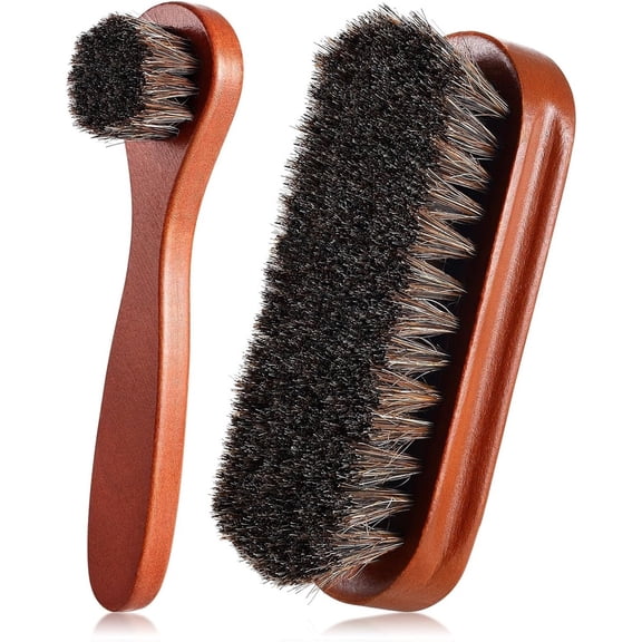 4 Pcs Horsehair Shine Shoes Brush Kit Polish Dauber Applicators Cleaning Leather Shoes Boots Care Brushes Cleaner Brush