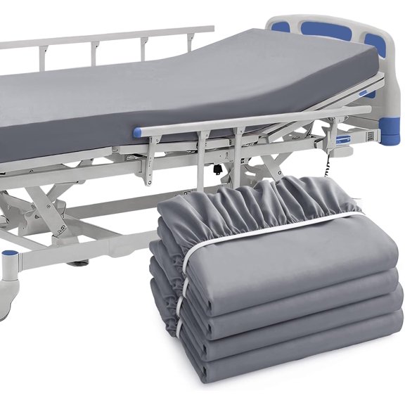 4 Pcs Hospital Bed Fitted Sheets Only, Grey 36"x80"+12" | Brushed Microfiber Soft Fabric Hospital Bed Sheets for Home & Hospital Care Beds with All-Around Elastic