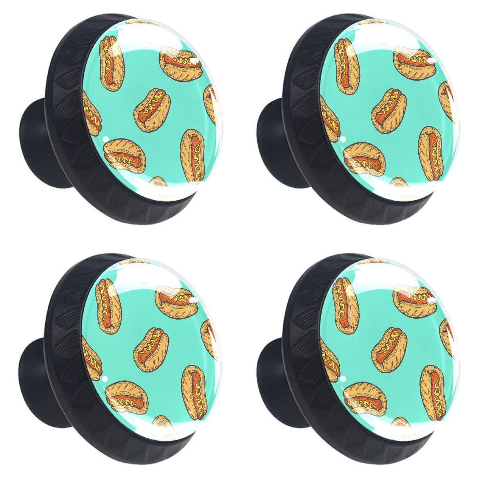 4 Pcs Hot Dog Sausage Knobs for Kitchen Cabinet Cupboard Dresser Bookcase Drawer Pulls Handles Round Home Decor