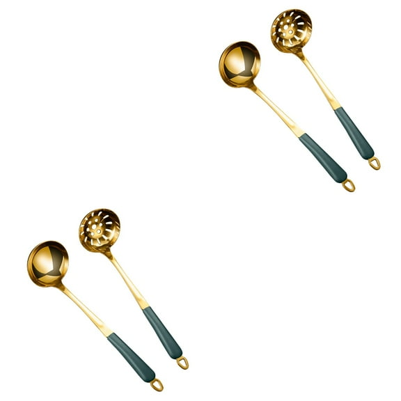 4 Pcs Hot Pot Spoon Stainless Steel Serving Utensils Soup Spoons Cooking Universal Plastic