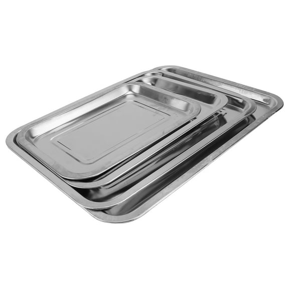 REOFLYUP Rectangular Serving Trays Silver 4Pcs 15.7x11.8x0.8in