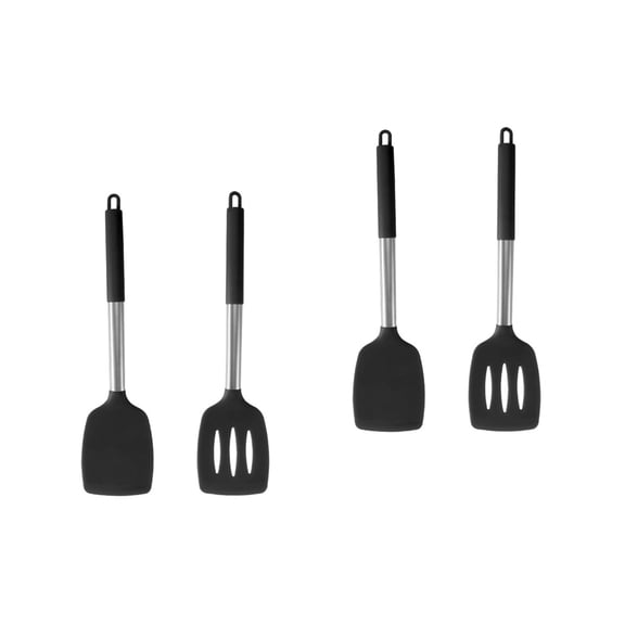 4-Piece Silicone Wok Spatula Set with Stainless Steel Handles, Non-Stick Cooking Utensils for Kitchen and Household Use