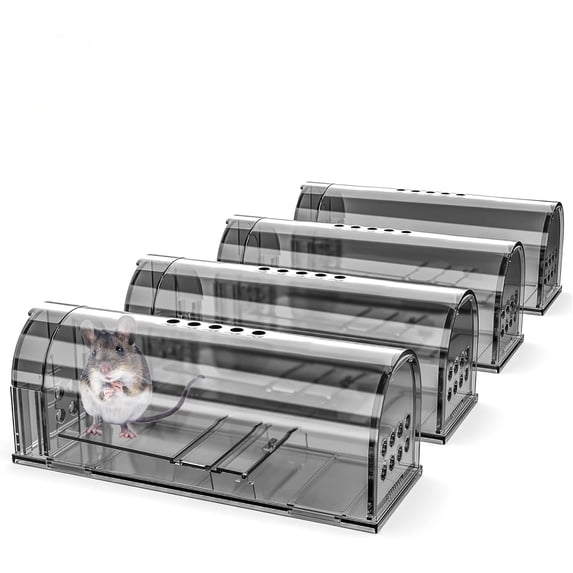 4 Pcs Humane Mouse Traps No Kill, Live Mouse Trap, Reusable Mice Trap Catch for House & Outdoors