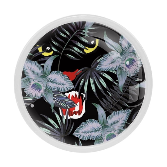 4 Pcs Hunting Panther Jungle Knobs for Kitchen Cabinet Cupboard Dresser Bookcase Drawer Pulls Handles Round Home Decor