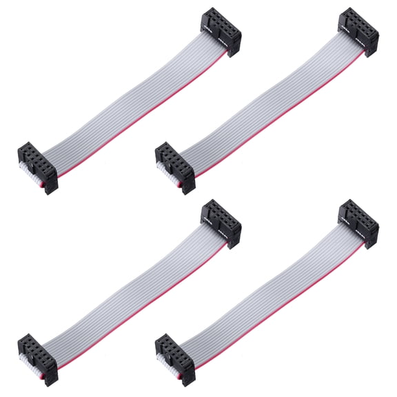 Uxcell 4Pcs IDC Flat Ribbon Cable 2.54mm Pitch 15mm Width 10cm Long 12 Pin FC to FC Flat Ribbon Connector Jumper Wire for PC