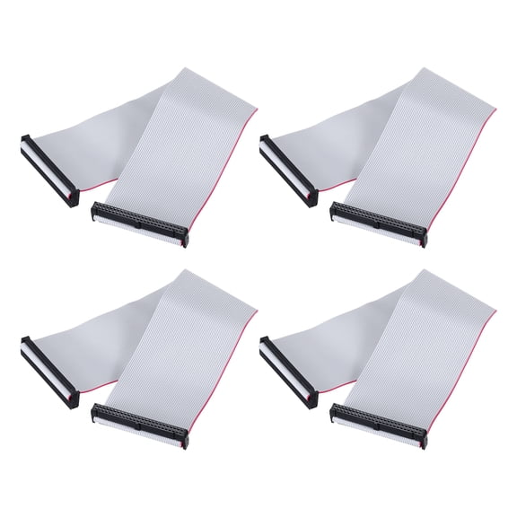 Uxcell 4Pcs IDC Flat Ribbon Cable 2.54mm Pitch 63mm Width 30cm Long 50 Pin FC to FC Flat Ribbon Connector Jumper Wire for PC