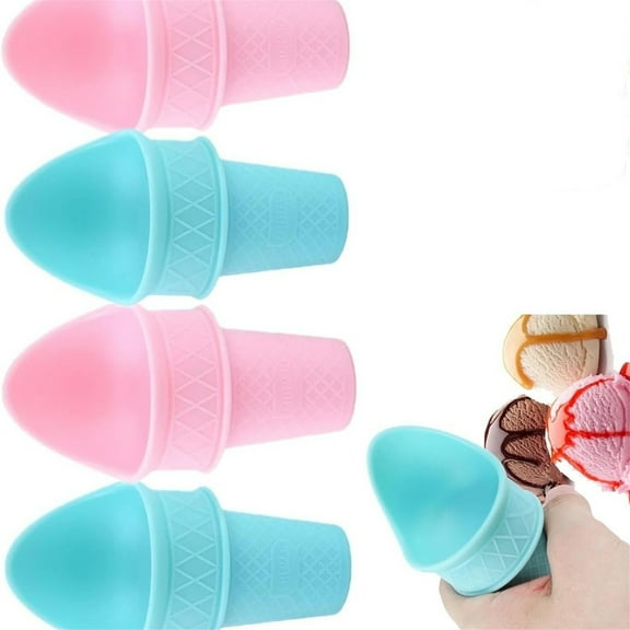 4 Pcs Ice Cream Scoop Cone Ice Cream Cone Cups Ice Cream Cone Scoop Ice Cream Cone Holder for Kids Party Summer Cookout