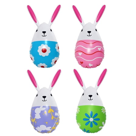 4 Pcs Inflatable Easter Eggs Decorations 15.7 Inch Easter Inflatables Indoor and Outdoor Decor PVC Colorful Eggs Bunny Blow up Yard Ornaments for Yard Lawn Garden Party