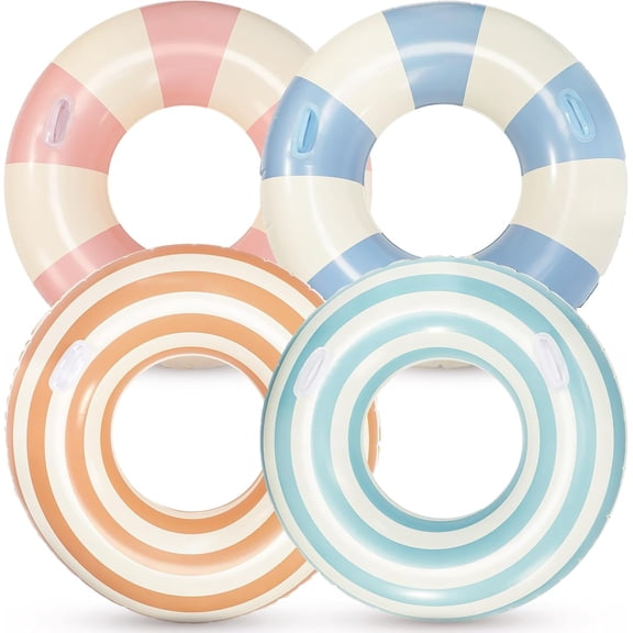 4 Pcs Inflatable Pool Floats, 40 Inch Lollipop Pool Floaties Swim Rings Pools Tubes Hawaiian Inner Tubes Floaties for Adults Hawaiian Beach Candy Party Decorations