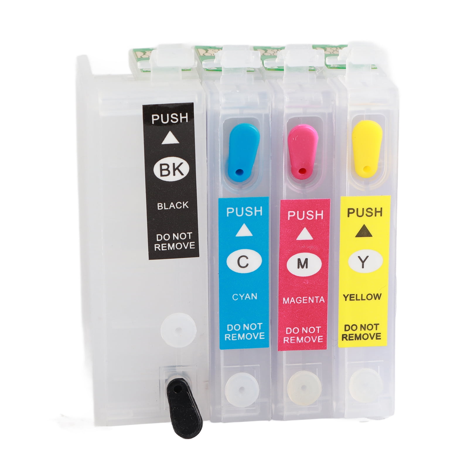4 Pcs Ink Cartridge Black Cyan Magenta Yellow Permanent Chip Reusable