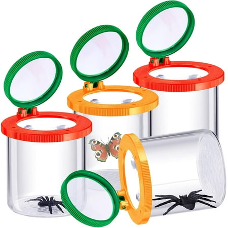 4 Pcs Insert Bug Viewer Magnifier Backyard Explorer Bug Catcher Kit for Kids Insect Cage Catcher Box Critter Insect Jar for Children Nature Exploration Toys Educational Science Kits, 2 Colors