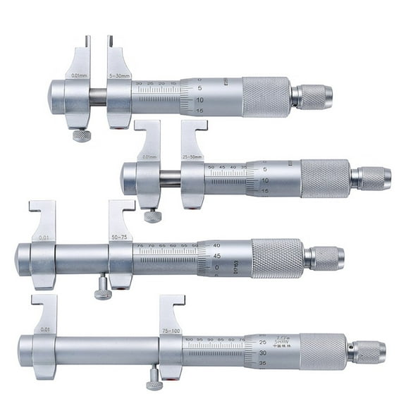 4 Pcs Inside Micrometer 5-30mm/25-50mm/50-75mm/75-100mm 0.01mm Screw Gauge Metric Micrometers Measuring Tools ,Easy to Use