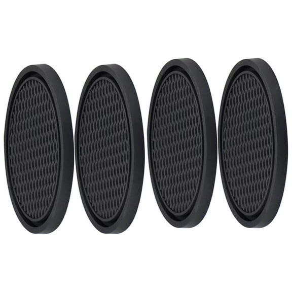 NIAIZEK Round Black PVC Coasters for Hot and Cold Drinks Heat Resistant 4Pcs