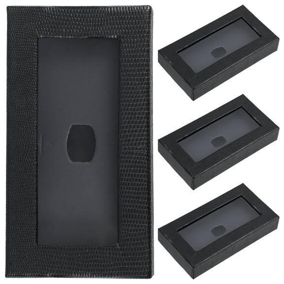 GOOHOCHY Fashionable Snake Print Bow Tie Boxes with Transparent Window for Packaging in Black Color Made of Paper and PVC 4 Pieces