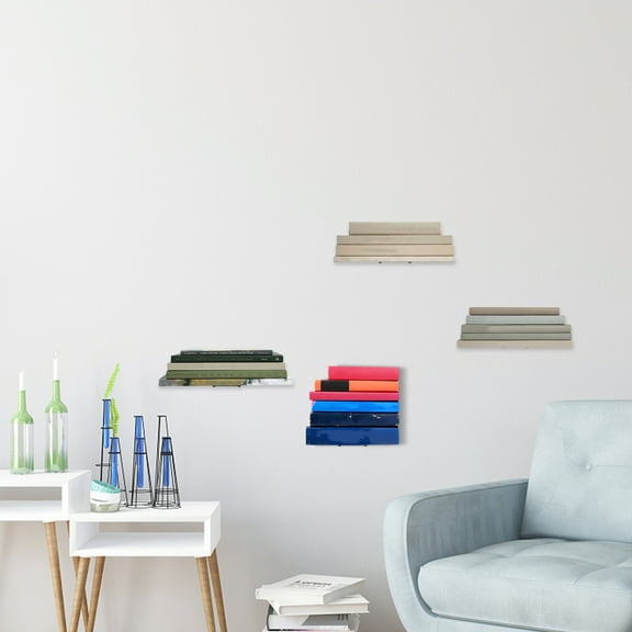 4 Pcs Invisible Book Shelf Floating Metal Floating Bookshelves Wall-Mounted Invisible Book Shelf High Load-bearing Capacity Invisible Book Shelf Floating for Bedroom Living Room