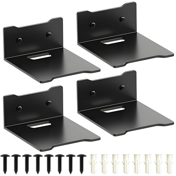 4 Pcs Invisible Floating Bookshelves, Sturdy Black Metal Wall Shelves for Storage and Display, Space-Saving Design for Books, Plants, Cameras, and More