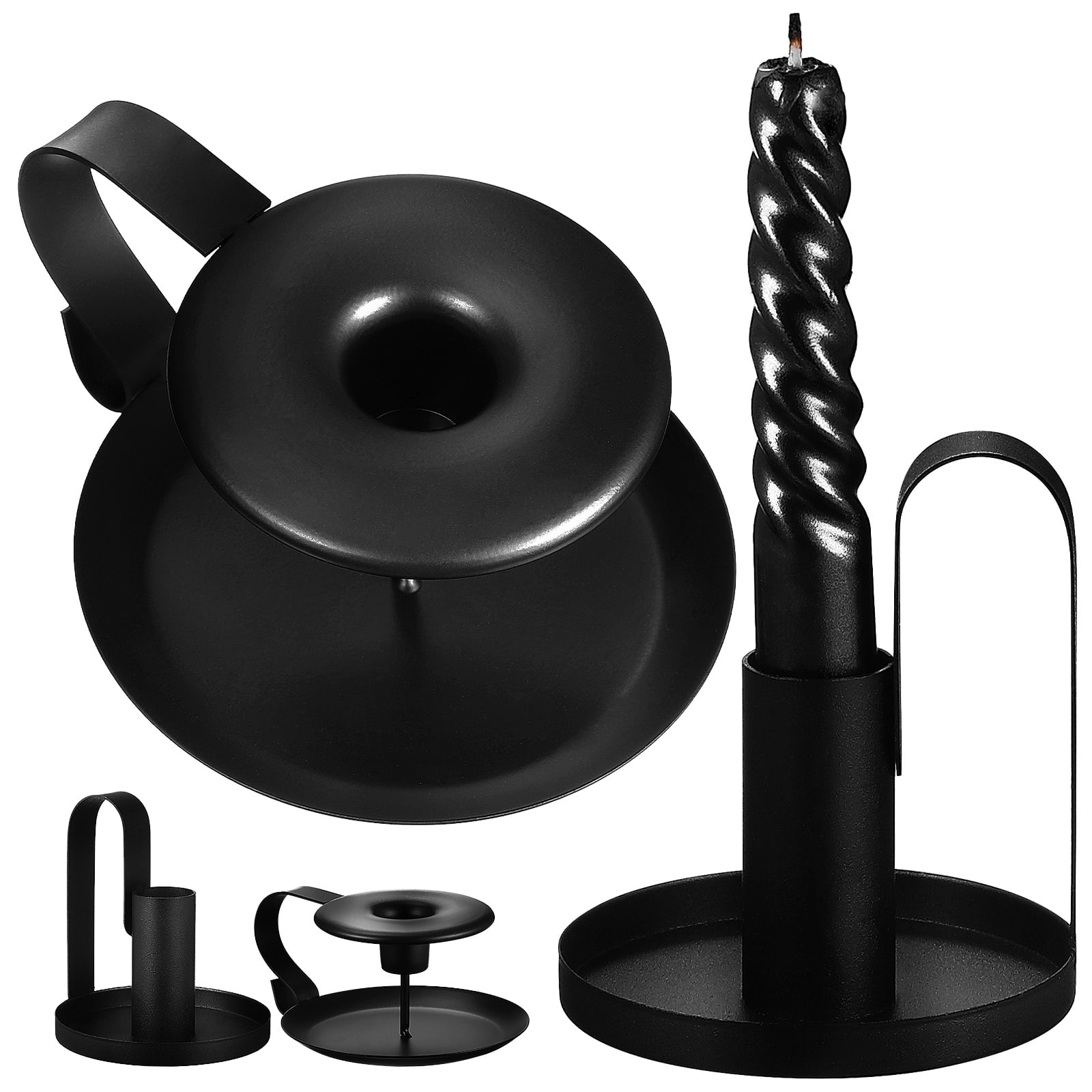 4 Pcs Iron Candle Holders Matte Candlestick Stands Vintage Table