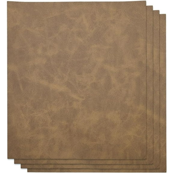 4 Pcs Iron on PU Leather Sheet 10.2x11.8inch Peru Color Blank Hotfix Leather Patch with Heat Press Transfer Adhesive Laserable Leather Supply for DIY Hat Backpacks Jacket