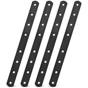 4-Pack Iron Flat Brace Brackets Metal Straight Support Plates for Wood Lumber Mending and Reinforcement